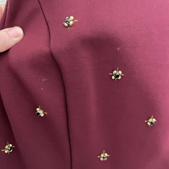 Ann Taylor Burgundy Purple Beaded Bodice Sleeveless Dress 2 - Picture 3 of 8